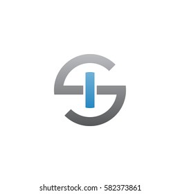 initial letter logo si, is, i inside s rounded lowercase blue gray