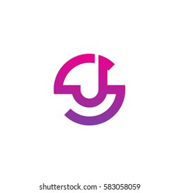 initial letter logo sj, js, j inside s rounded lowercase purple pink