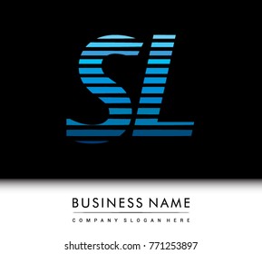 initial letter logo SL colored blue with striped compotition, Vector logo design template elements for your business or company identity
