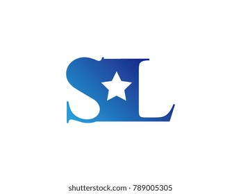 Initial letter logo SL uppercase blue template with star