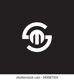 initial letter logo sm, ms, m inside s rounded lowercase white black background