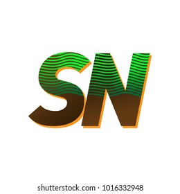 initial letter logo SN colored green and brown with striped composition, Vector logo design template elements for your business or company identity