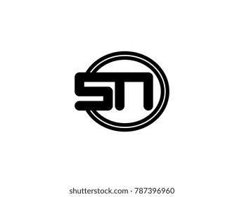 Initial letter logo sn lowercase in a black oval circle
