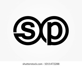 Initial letter logo sp lowercase related in circles black