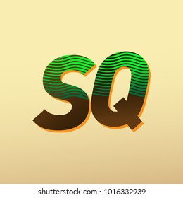 initial letter logo SQ colored green and brown with striped composition, Vector logo design template elements for your business or company identity