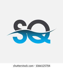 Initial letter logo SQ company name blue and black color swoosh design. vector logotype for business and company identity.