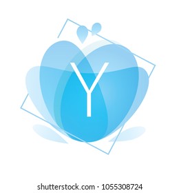Initial Letter Logo in Square Blue Watercolor