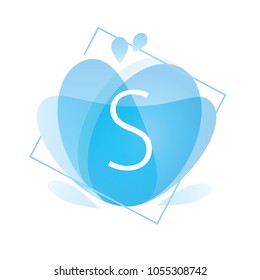 Initial Letter Logo in Square Blue Watercolor