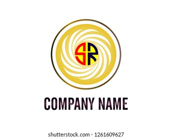 The Initial Letter logo SR with the circumference white line. Design Logo Vector Graphic Branding Letter Element.