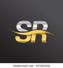 initial letter logo SR company name gold and silver color swoosh design. vector logotype for business and company identity.