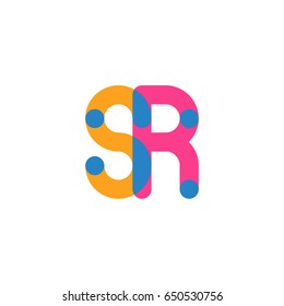 Initial letter logo SR overlapping round line, yellow blue magenta