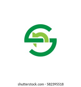 initial letter logo sr, rs, r inside s rounded lowercase green flat
