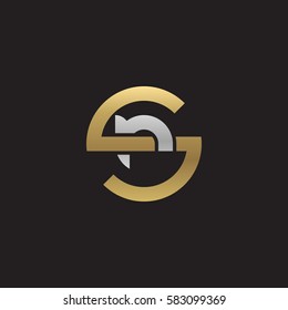 initial letter logo sr, rs, r inside s rounded lowercase logo gold silver
