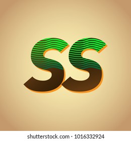 initial letter logo SS colored green and brown with striped composition, Vector logo design template elements for your business or company identity