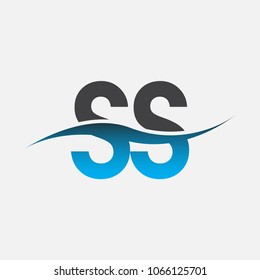 Initial letter logo SS company name blue and black color swoosh design. vector logotype for business and company identity.