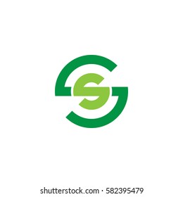 initial letter logo ss, s inside s rounded lowercase green flat