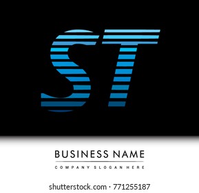 initial letter logo ST colored blue with striped compotition, Vector logo design template elements for your business or company identity
