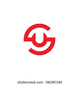 initial letter logo su, us, u inside s rounded lowercase red flat