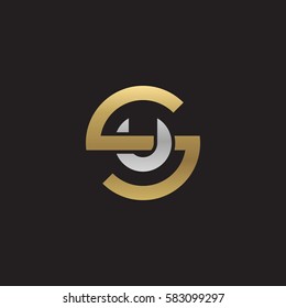 initial letter logo su, us, u inside s rounded lowercase logo gold silver