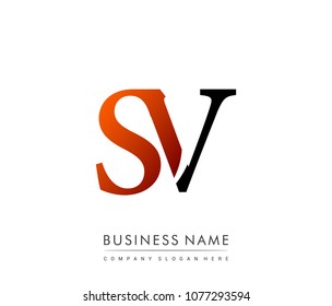 
initial letter logo SV colored red and black, Vector logo design template elements for your business or company identity