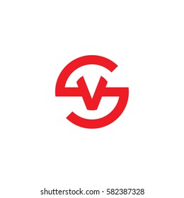 initial letter logo sv, vs, v inside s rounded lowercase red flat
