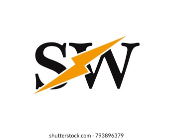 Initial letter logo sw lowercase thunder vector design