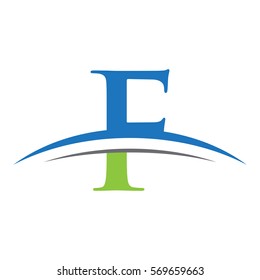 initial letter logo with swoosh blue green