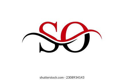 Initial SO letter Logo With Swoosh Design Graphic Vector Template for Business and Company Identity.	