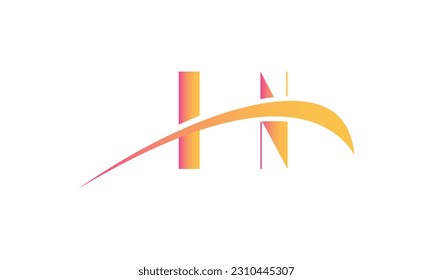 Logotipo inicial de la carta IN con plantilla de vectores gráficos de diseño Swoosh para identidad de empresa y empresa.