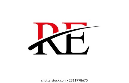 Initial RE-Logo mit Swoosh Design Grafik-Vektorvorlage für Unternehmens- und Unternehmensidentität.