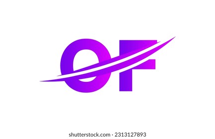 Initial OF letter Logo With Swoosh Design Graphic Vector Template for Business and Company Identity.