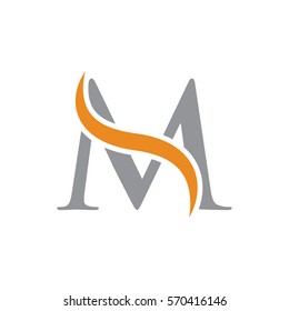 initial letter logo with swoosh grey orange