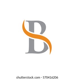 initial letter logo with swoosh grey orange