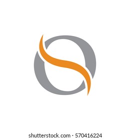 initial letter logo with swoosh grey orange