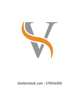 initial letter logo with swoosh grey orange