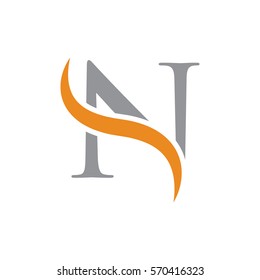 initial letter logo with swoosh grey orange