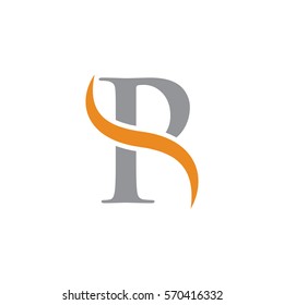 initial letter logo with swoosh grey orange