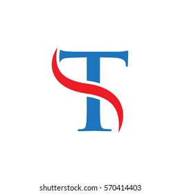 initial letter logo with swoosh red blue