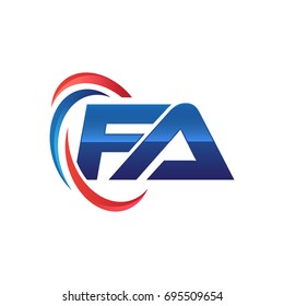 initial letter logo swoosh red blue