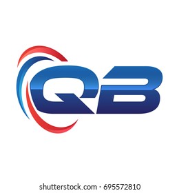 initial letter logo swoosh red blue