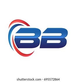 initial letter logo swoosh red blue