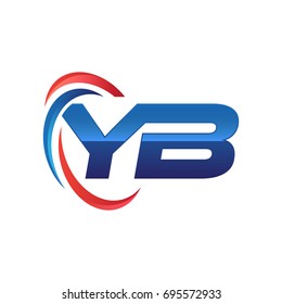 initial letter logo swoosh red blue