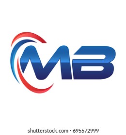 initial letter logo swoosh red blue