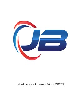 initial letter logo swoosh red blue