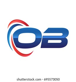 initial letter logo swoosh red blue