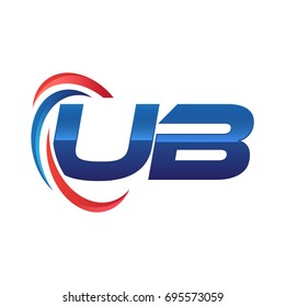 initial letter logo swoosh red blue