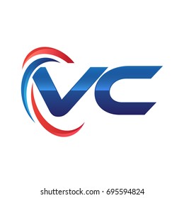 initial letter logo swoosh red blue