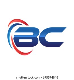 initial letter logo swoosh red blue