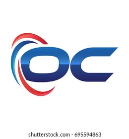 initial letter logo swoosh red blue