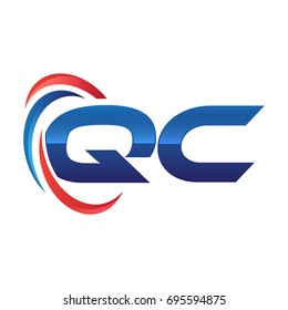 initial letter logo swoosh red blue